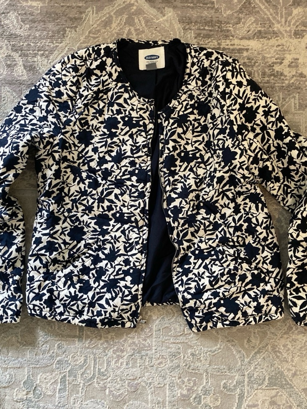 Old Navy Navy & White Floral Bomber Jacket